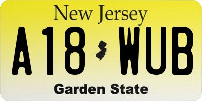 NJ license plate A18WUB