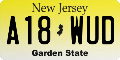 NJ license plate A18WUD