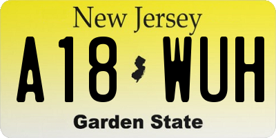 NJ license plate A18WUH