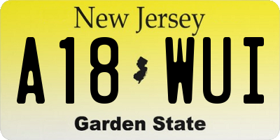 NJ license plate A18WUI