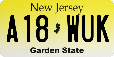 NJ license plate A18WUK