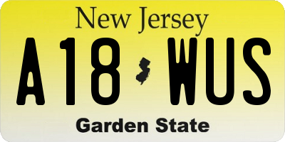 NJ license plate A18WUS