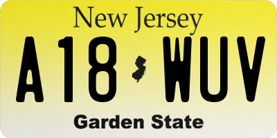 NJ license plate A18WUV