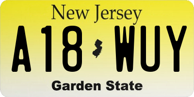 NJ license plate A18WUY