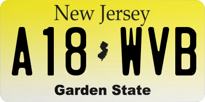NJ license plate A18WVB