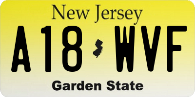 NJ license plate A18WVF