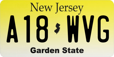 NJ license plate A18WVG