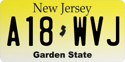 NJ license plate A18WVJ