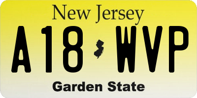 NJ license plate A18WVP