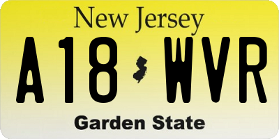 NJ license plate A18WVR