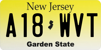 NJ license plate A18WVT