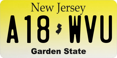 NJ license plate A18WVU
