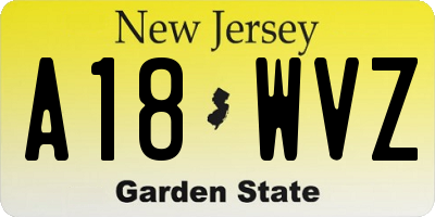 NJ license plate A18WVZ