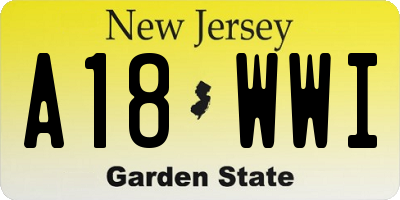NJ license plate A18WWI
