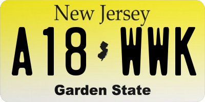 NJ license plate A18WWK