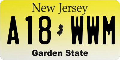 NJ license plate A18WWM