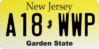 NJ license plate A18WWP