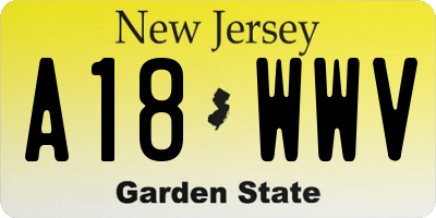 NJ license plate A18WWV
