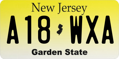 NJ license plate A18WXA