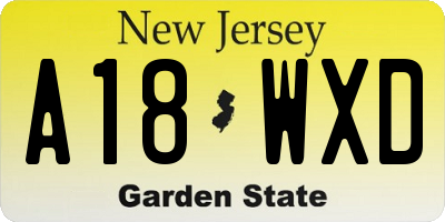 NJ license plate A18WXD