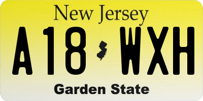 NJ license plate A18WXH