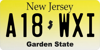 NJ license plate A18WXI