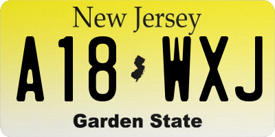 NJ license plate A18WXJ