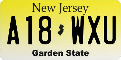 NJ license plate A18WXU