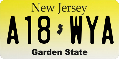 NJ license plate A18WYA