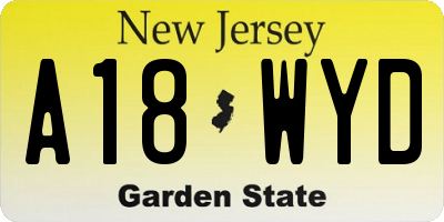 NJ license plate A18WYD
