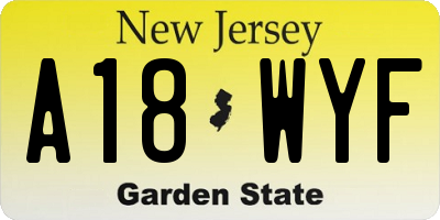 NJ license plate A18WYF