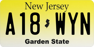 NJ license plate A18WYN