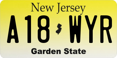 NJ license plate A18WYR