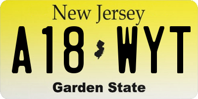 NJ license plate A18WYT