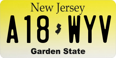 NJ license plate A18WYV