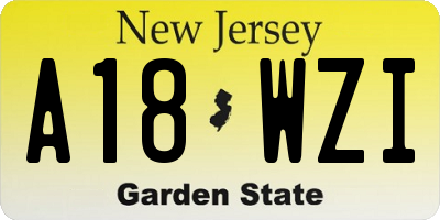 NJ license plate A18WZI