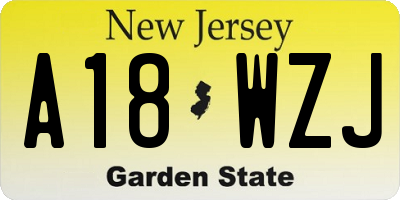 NJ license plate A18WZJ