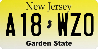 NJ license plate A18WZO