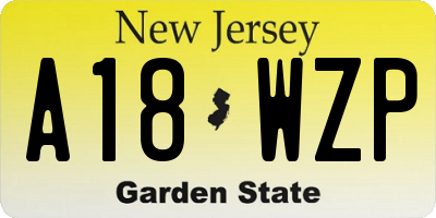 NJ license plate A18WZP