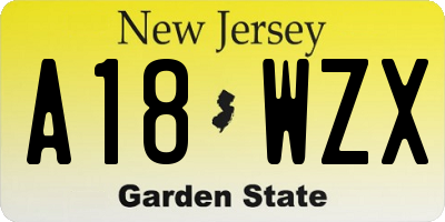 NJ license plate A18WZX