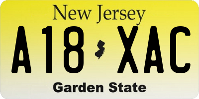 NJ license plate A18XAC