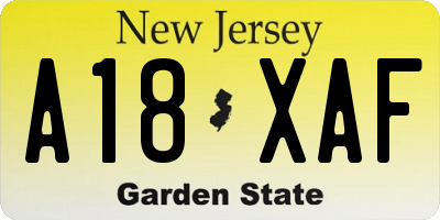 NJ license plate A18XAF