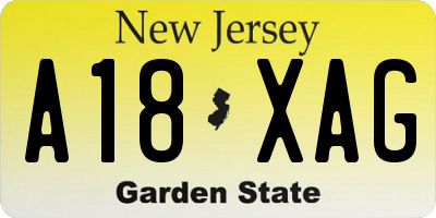 NJ license plate A18XAG