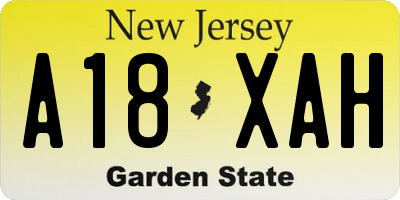 NJ license plate A18XAH