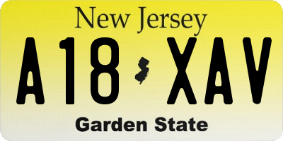 NJ license plate A18XAV