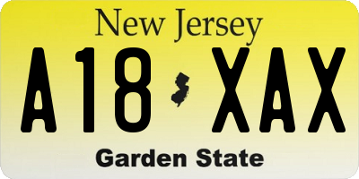 NJ license plate A18XAX