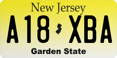 NJ license plate A18XBA