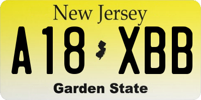 NJ license plate A18XBB