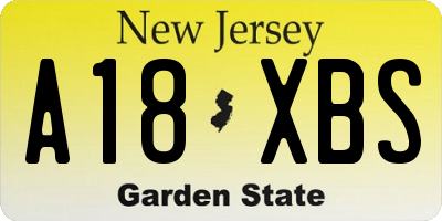 NJ license plate A18XBS