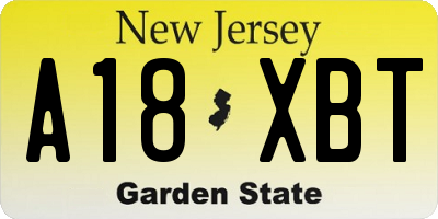 NJ license plate A18XBT